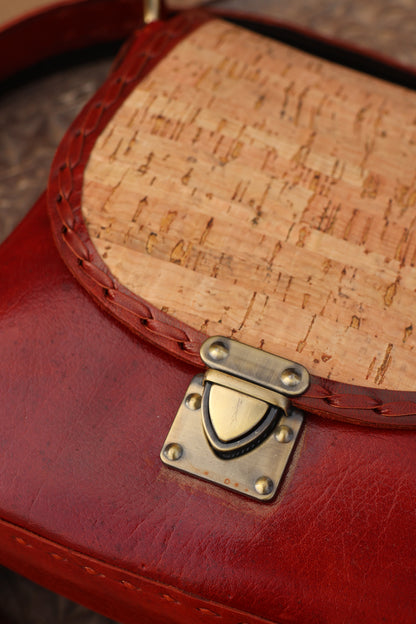 Desert Rose Cork Flap Sling | 100% Genuine Leather | Handwoven Stitch Design