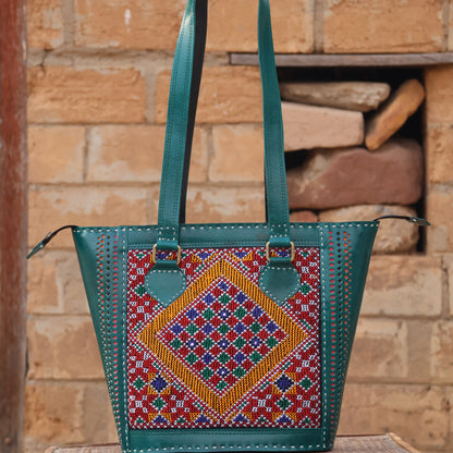Heritage Handcrafted Tote | 100% Genuine Leather | Handwoven Stitch Design