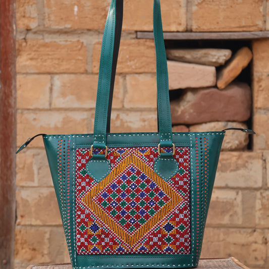 Heritage Handcrafted Tote | 100% Genuine Leather | Handwoven Stitch Design