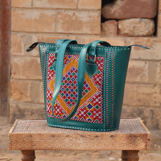 Heritage Handcrafted Tote | 100% Genuine Leather | Handwoven Stitch Design