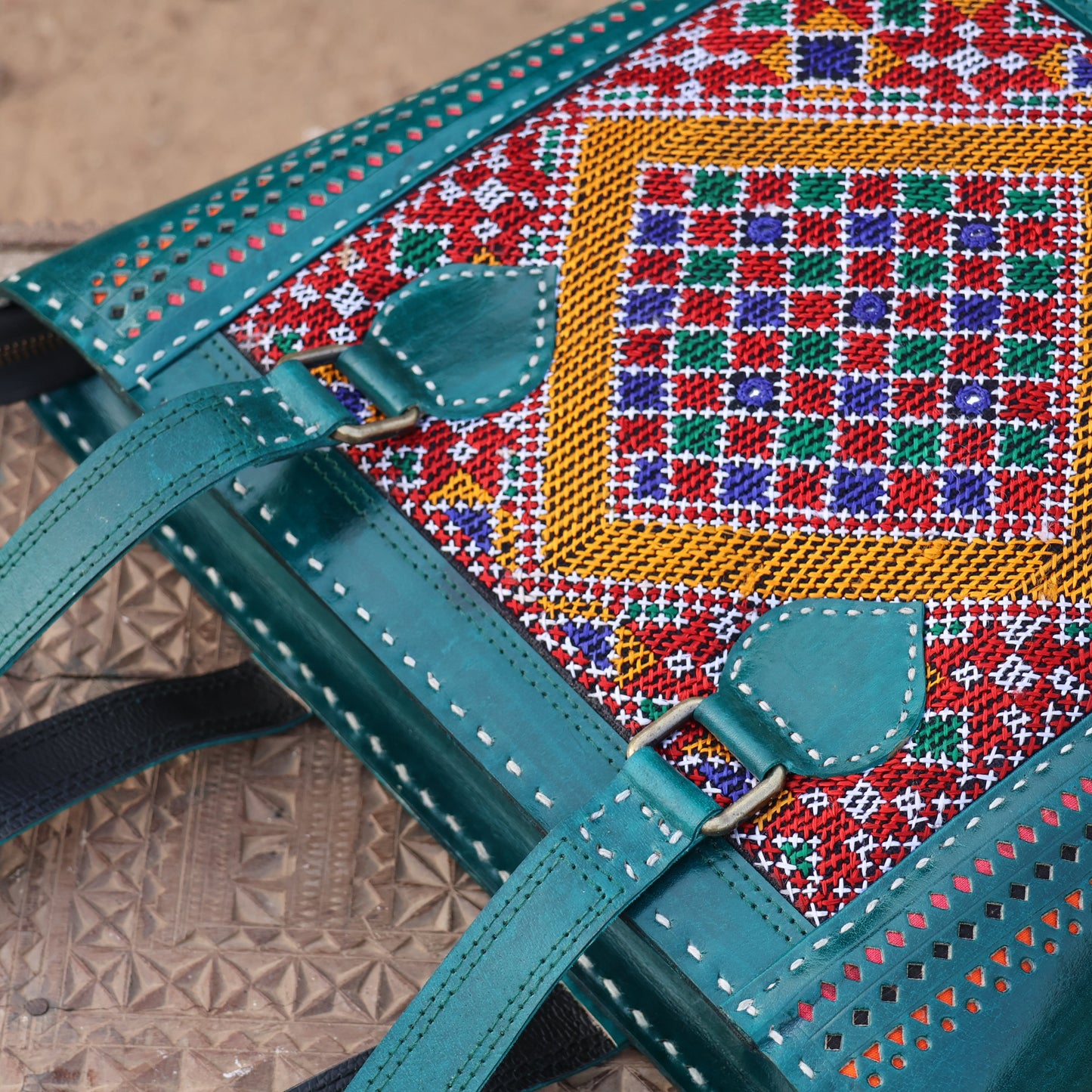 Heritage Handcrafted Tote | 100% Genuine Leather | Handwoven Stitch Design